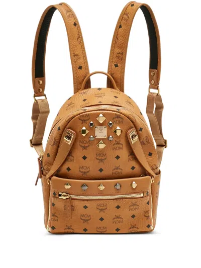 Pre-owned Mcm Stark Studded Backpack In Brown