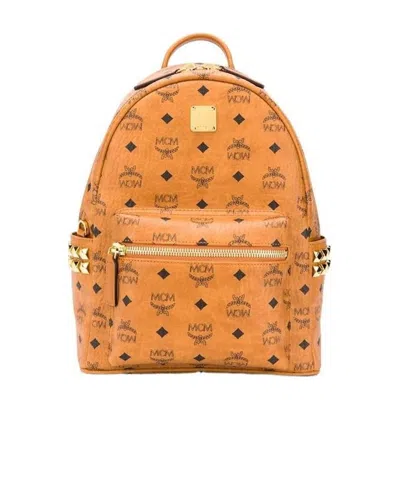 Mcm X-mini Stark Side Stud Convertible Backpack In Cognac