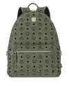 Mcm Stark Vi Logo Pattern Backpack In Green