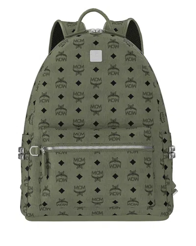 Mcm Stark Vi Logo Pattern Backpack In Green