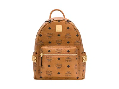 Pre-owned Mcm Stark Vi Mini Backpack In Cognac