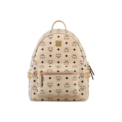 Pre-owned Mcm Stark Vi Small Backpack 'beige' | Cream | Men's Size Onesize In White