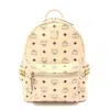Mcm Stark Visetos Backpack Pvc Coated Canvas Leather In Sand
