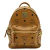 Mcm Stark Visetos Extra Mini Backpack Pvc Leather Cognac Brown In Brown