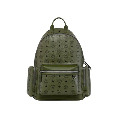 Pre-owned Mcm Stark Visetos Medium Backpack 'khaki/moss' | Tan | Men's Size Onesize In Brown