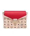 Mcm Stitched Printed Letter Shoulder Bag In Red