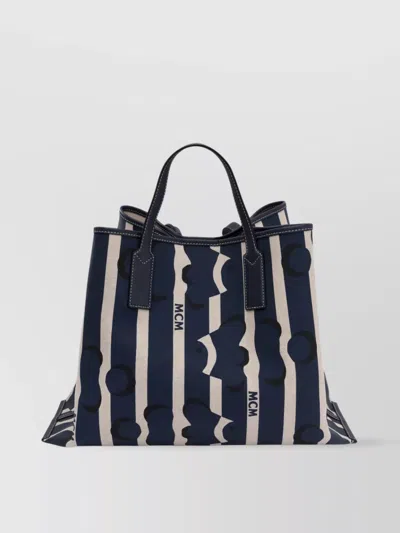 Mcm Striped Pattern Tote Bags With Dual Handles