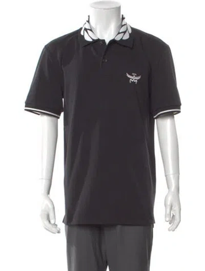 Pre-owned Mcm Striped V-neck Polo Shirt W/ Tags In Black