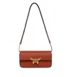 Mcm Structured Brown Calf Leather Shoulder Bag In Red