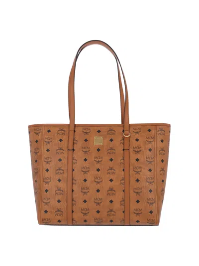 Mcm Structured Cowhide Mini Handbag For Women In Brown