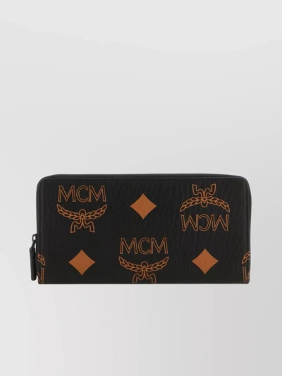 Mcm Zip Around Wallet In Maxi Visetos In Black