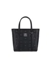 Mcm Structured Shoulder Bag With Textured Finish In Black