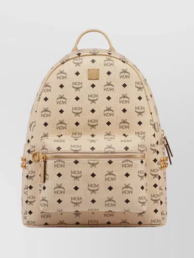MCM STUDDED BACKPACK WITH ZIP POCKET AND STRAPS