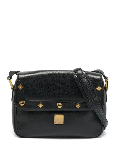 Pre-owned Mcm Studded Flap Cross Body Bag In Black