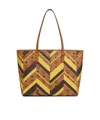 Mcm Studded Toni Top-zip Shopper In Mega Herringbone Visetos In Brown