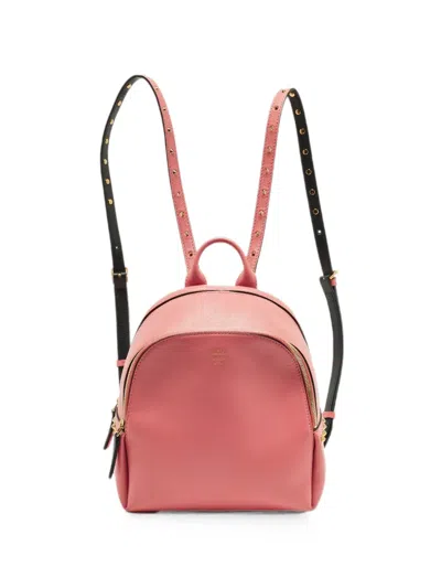 Pre-owned Mcm Stud-embellished Leather Backpack In Pink