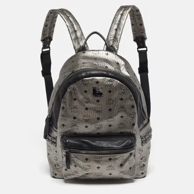 Pre-owned Mcm Studs Stark Medium Silver/black Visetos Coated Canvas Backpack