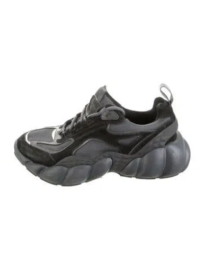 Pre-owned Mcm Suede Chunky Sneakers In Black