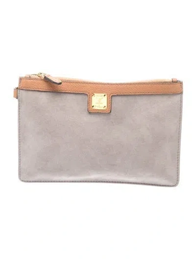 Pre-owned Mcm Suede Clutch In Gold/metallic