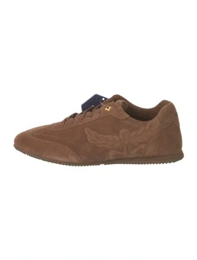 Pre-owned Mcm Suede Graphic Print Athletic Sneakers W/ Tags In Brown