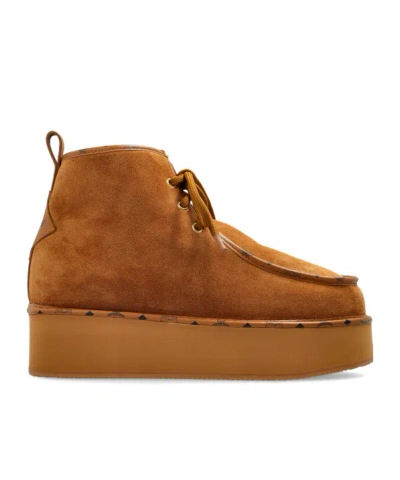 MCM SUEDE PLATFORM ANKLE BOOTS