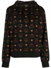 Mcm Cotton Drawstring Hood Sweatshirt In Black