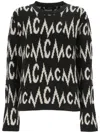 Mcm Embroidered Cashmere Blend Oversize Sweater In Black + Egret