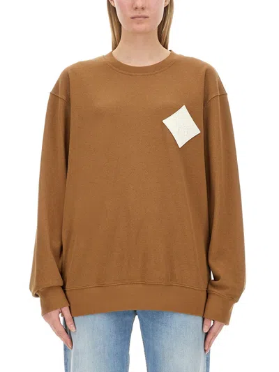 Mcm Sweatshirt With Logo In Sand