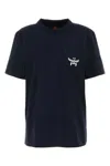 Mcm Loose Fit Cotton T-shirt With Ribbed Crew-neck In Blue