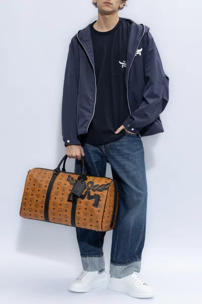 Mcm T-shirt With Logo In Navy Blue