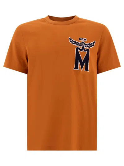 Mcm T-shirt With Logo In Orange