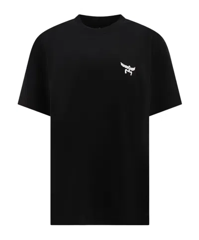 Mcm T-shirt With Round Neck And Short Sleeves In Black