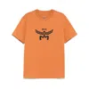 Mcm Laurel Logo Print T-shirt In Organic Cotton In Orange