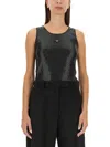 Mcm Stretch Jersey Top With Sequins In Black