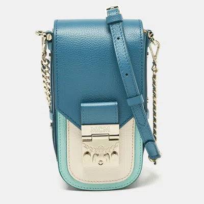 Pre-owned Mcm Teal Green Leather Mini Patricia Phone Crossbody Bag