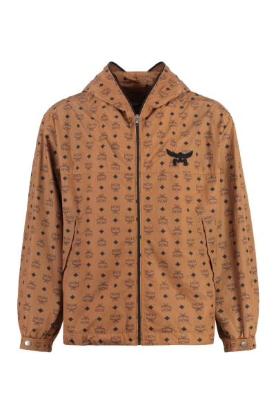 Mcm Technical Fabric Hooded Jacket In Brown