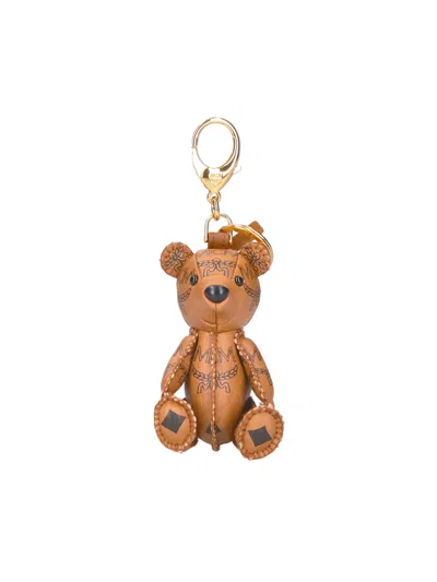 Mcm Teddy Bear Keychain Charm In Brown