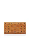 Mcm Three Fold Large Wallet In Cognac