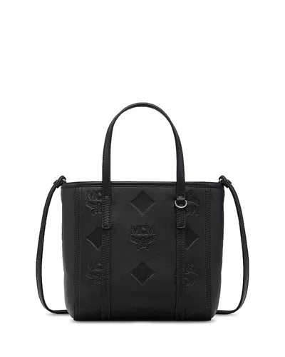 Mcm Toni Maxi Monogram Leather Shopper Bag In Black