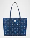 Mcm Toni Visetos Monogram Canvas Top-zip Tote Bag In Blue