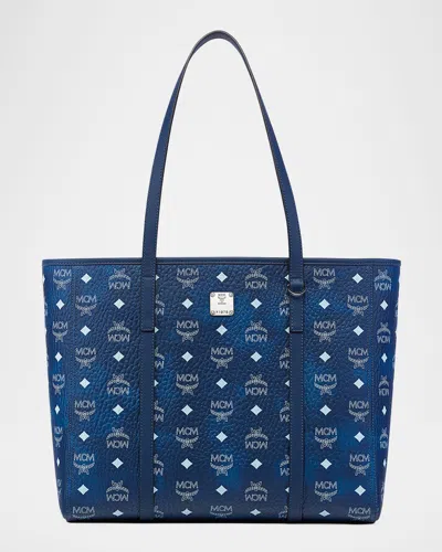 Mcm Toni Medium Visetos Shopper Tote Bag In Blue