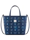 Mcm Toni Mini Visetos Shopper Top-handle Bag In Blue