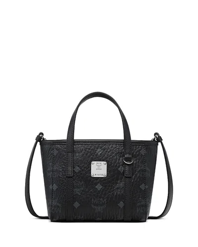 Mcm Toni Mini Visetos Canvas Shopper Bag In White