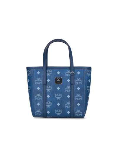Mcm Toni Shopper Small Tote Bag In Blue