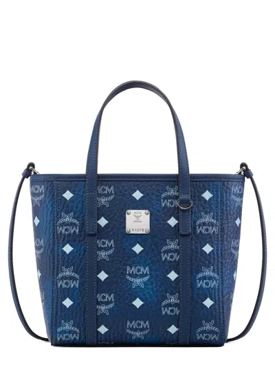 Mcm Toni Top-zip Mini Bag In Visetos In Blue