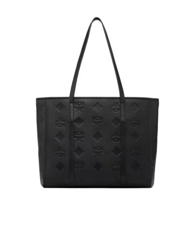 Mcm Toni Top-zip Shopper In Maxi Monogram Leather In Black