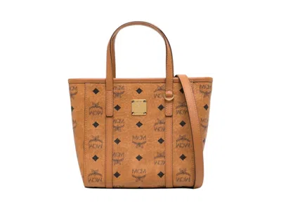 Pre-owned Mcm Toni Vi Shopper Mni Bag In Cognac