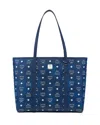 Mcm Toni Visetos Monogram Canvas Top-zip Tote Bag In Blue