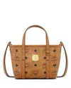 Mcm Toni Visetos Leather Shopper Shoulder Bag In Cognac