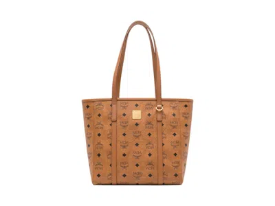 Pre-owned Mcm Toni Vi Small Shopper In Cognac